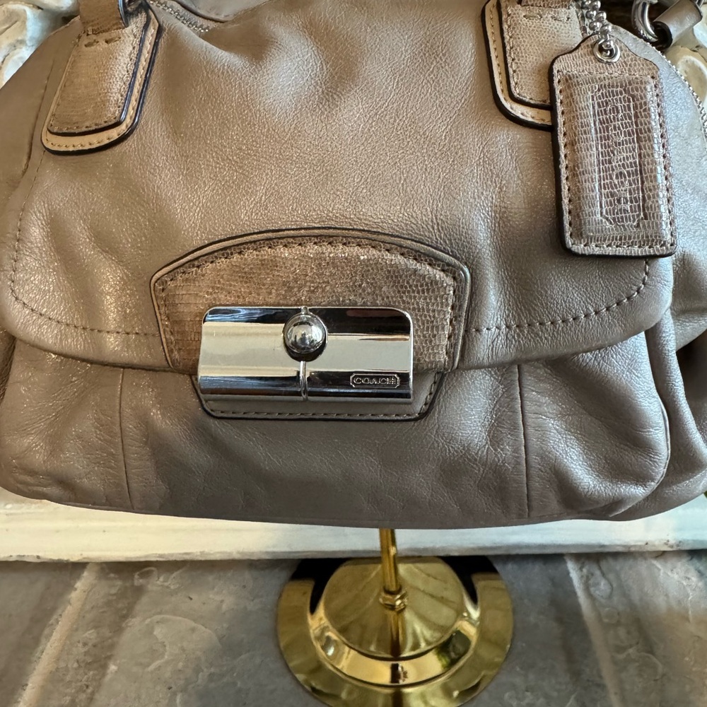Coach Taupe Leather Shoulder Bag